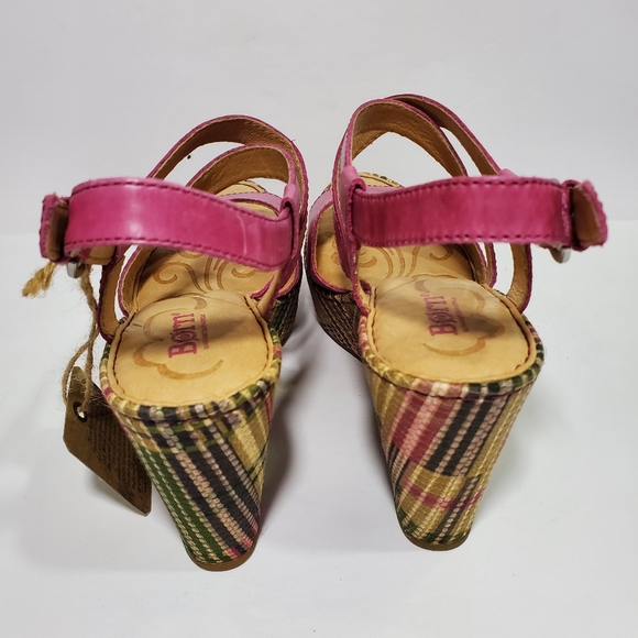 NWT Born Fushcia/Pink Leather Platform Wedge Sandal Size 7 - Picture 6 of 14